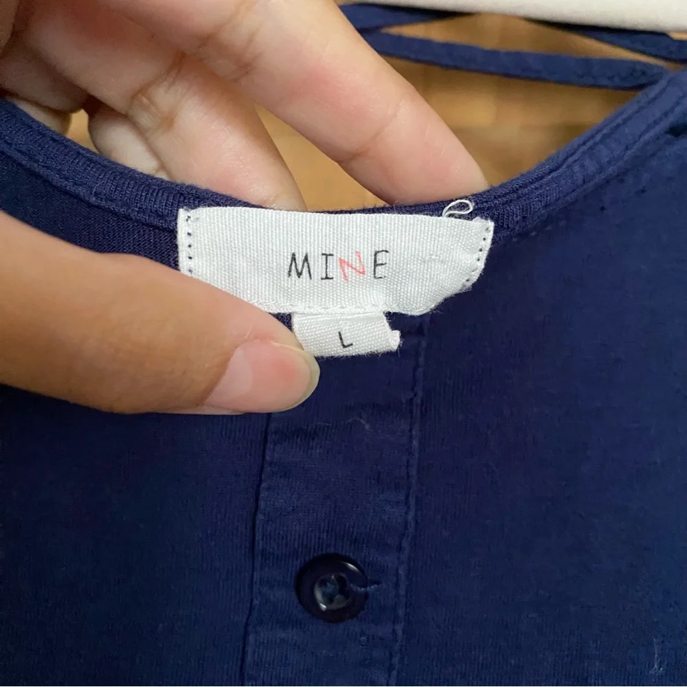 Anthropologie Navy Blue Button-Front Long-Sleeve Crop Top